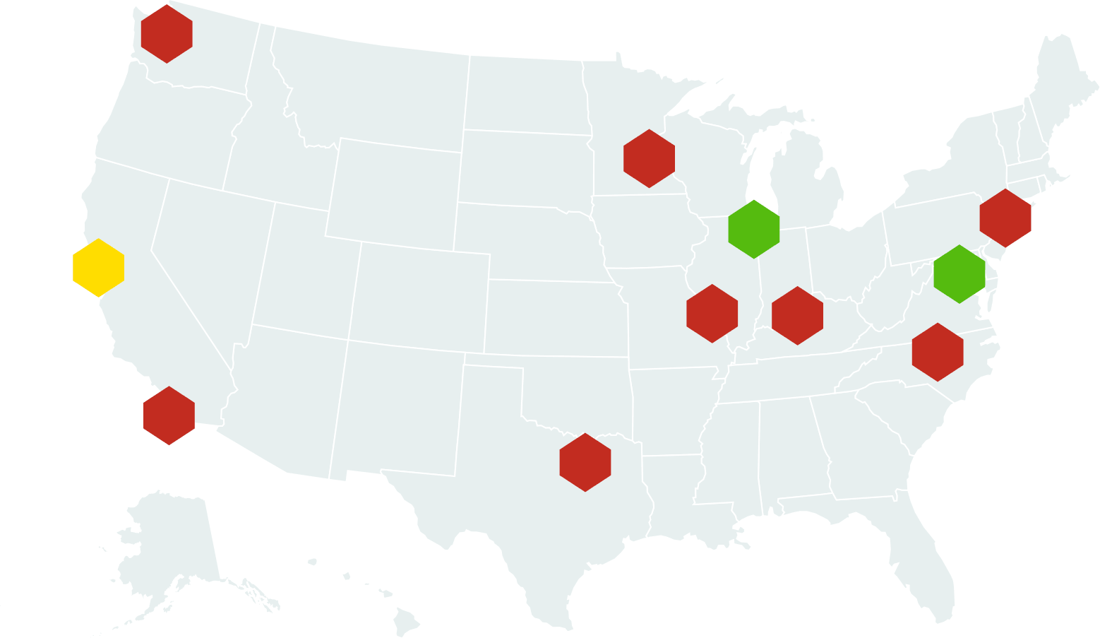 US map showing jurisdiction progress